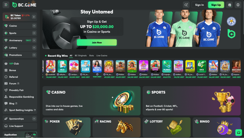 BC.Game webpage