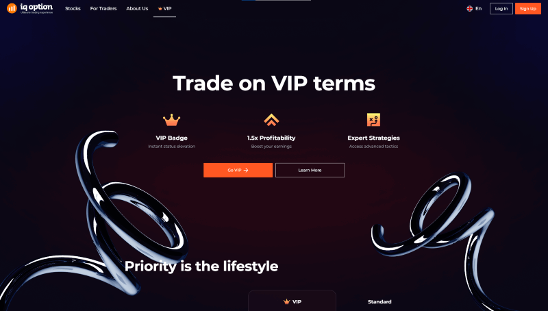 IQ Option webpage