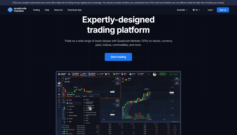 Quadcode Markets webpage