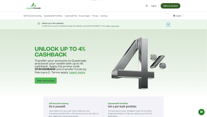 Questrade webpage
